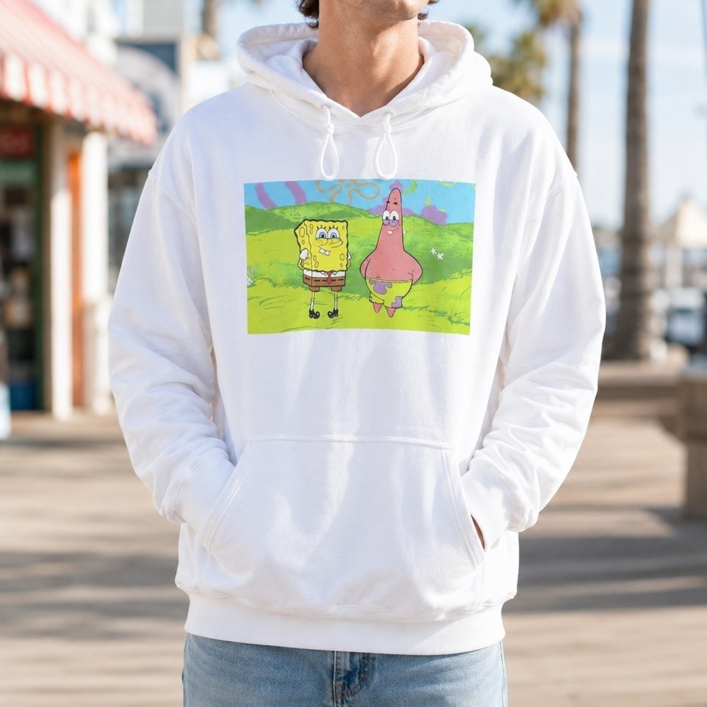 Nickelodeon SpongeBob SquarePants Patrick Star Graphic Hoodie White Mens Large